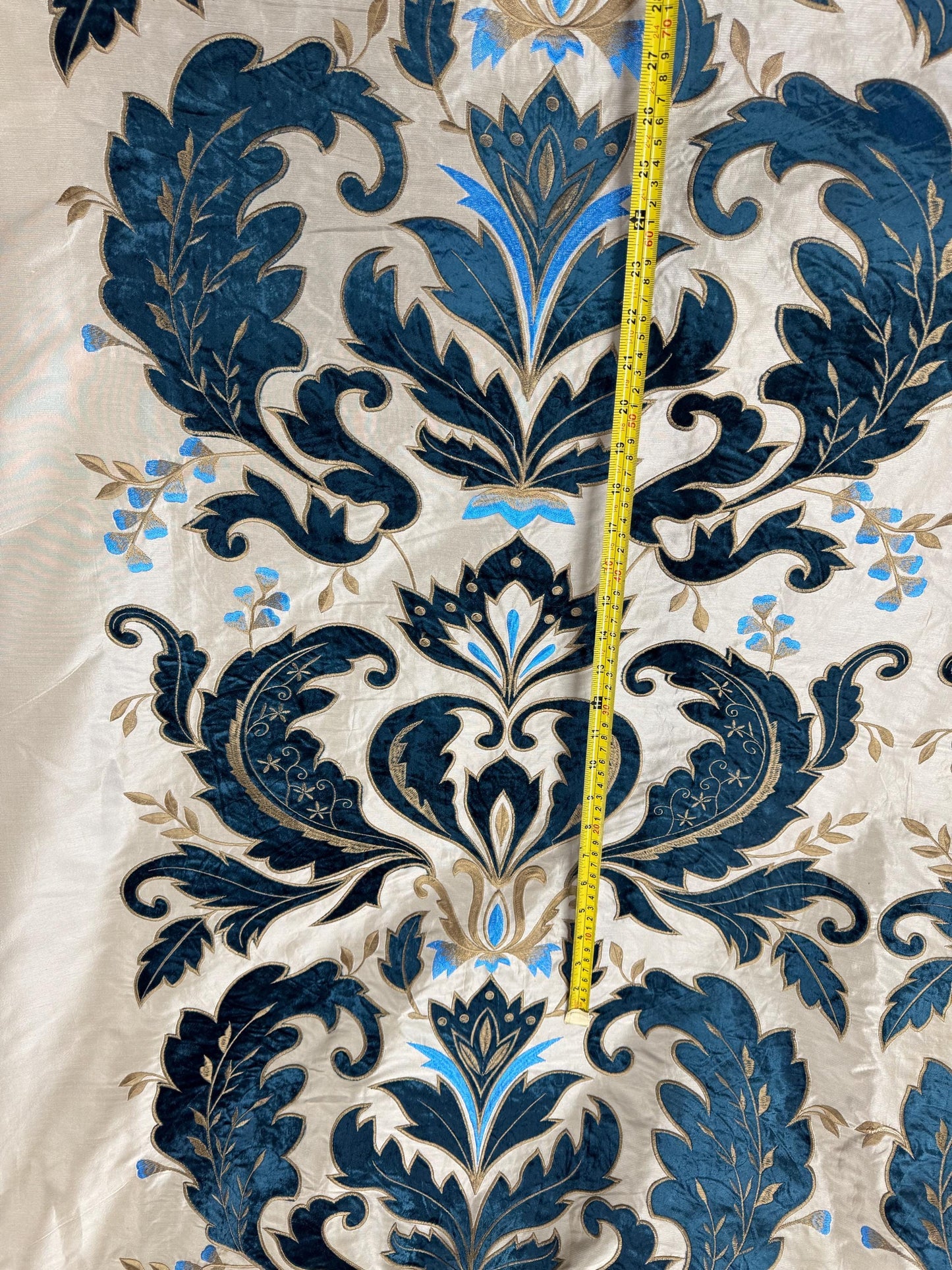 Taffeta Faux Silk Teal, Two Tone Embroidered Taffeta Silk Like Fabric 58" Wide, sold by yard.