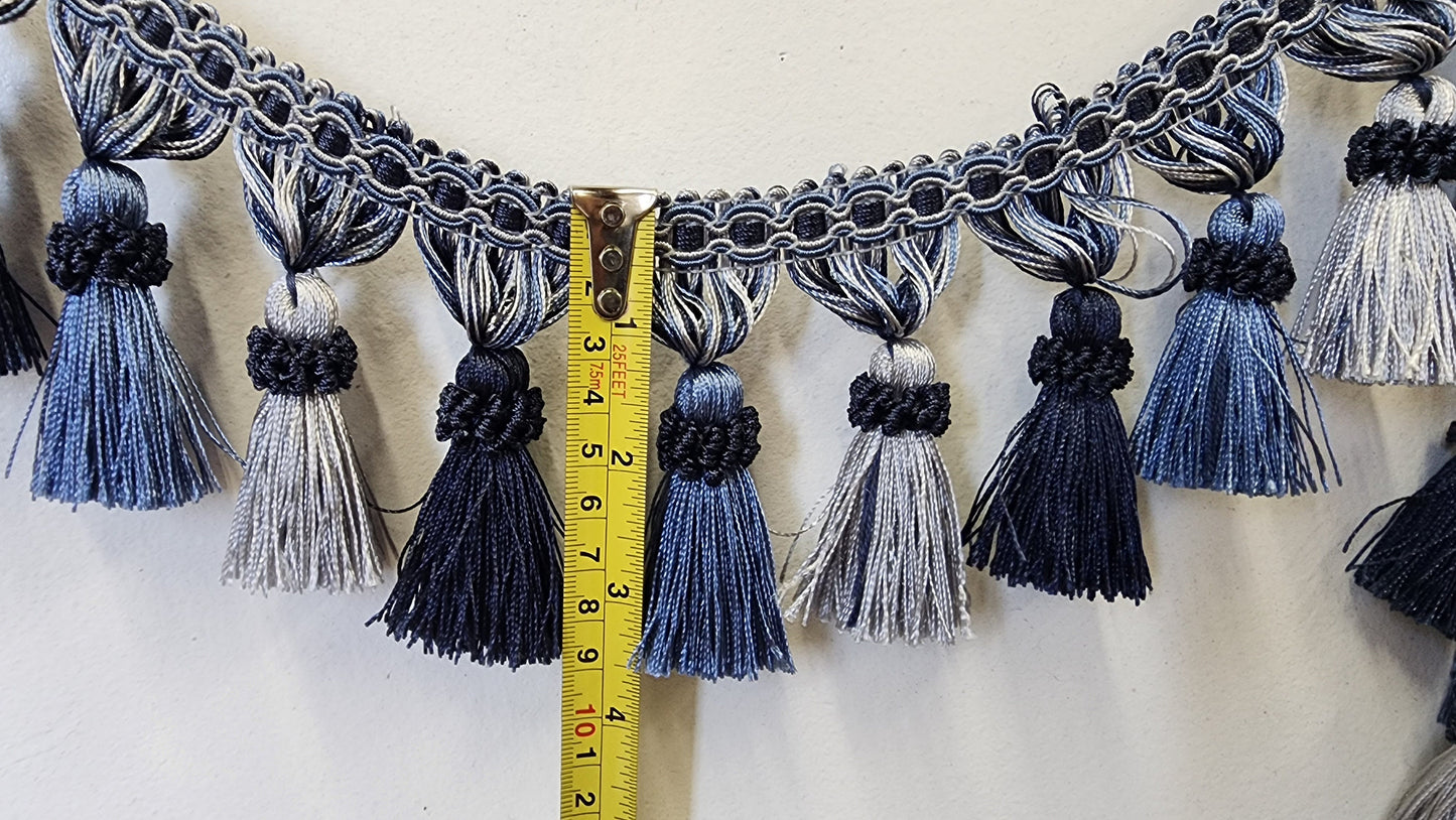 Curtain Fringes Bullion , Beaded Tassel Fringe Trim Multicolor 3.5" L. , Sold by Yard