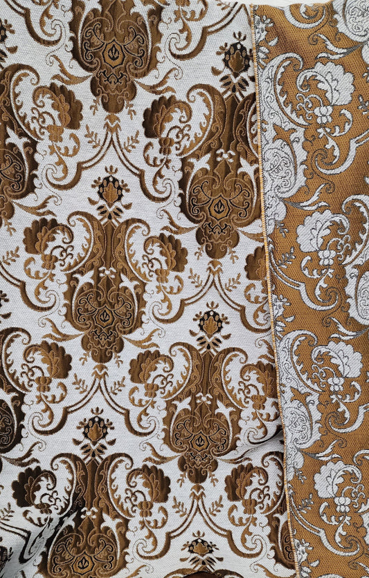 Chenille BAROQUE UPHOLSTERY Fabric Jacquard Damask, 58" wide ,color Cobalt Light silver/rush tan, sold by yard in continuous yards