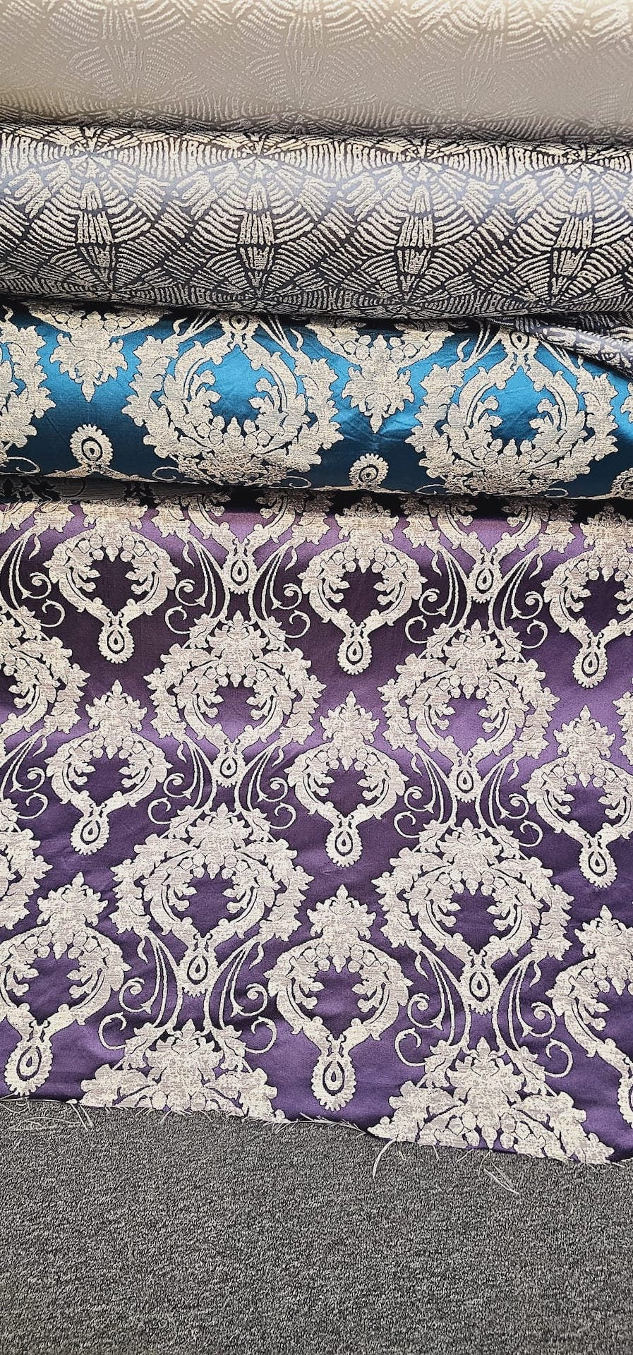Damask Satin Drapery Upholstery Fabric - Purple, Jacquard Brocade, Luxury elegant victorya Classic Fabric 60" Wide, Sold by Yard