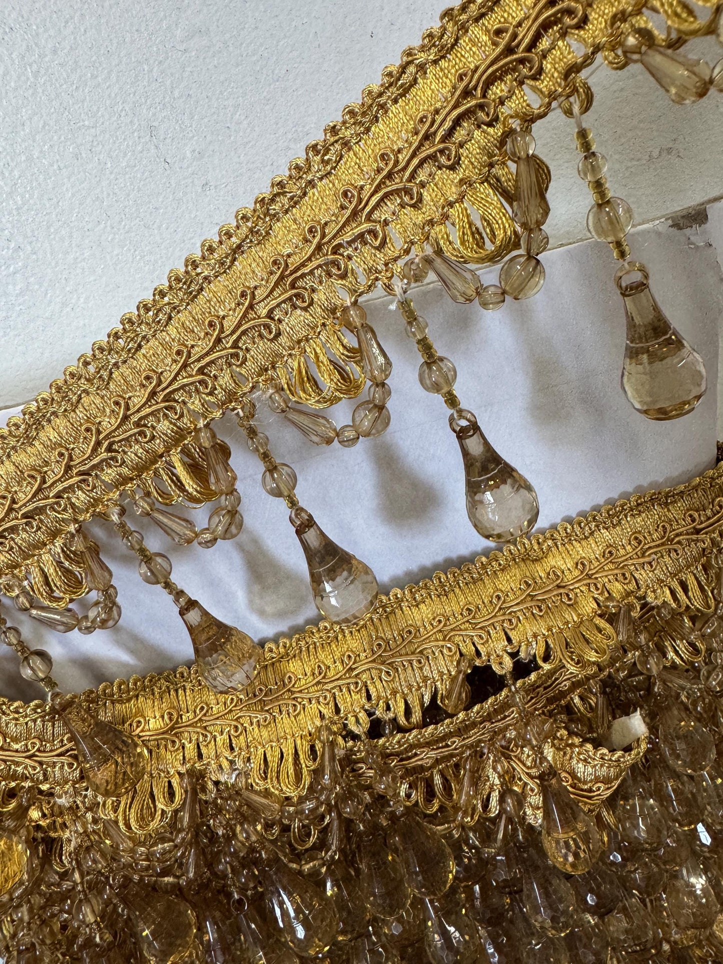 Beaded Trim Fringe 4'' L, W/Gimp Top Sold by The Yard - Gold  , Brand: ad fabric