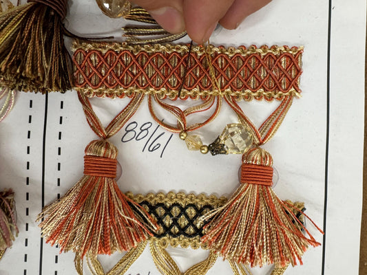 3.5” Tear Drop Beaded Trim Fringe Gimp Top Sold By The Yard Taupe / Clear Ivory Tassel Trim Fringe Fabric  for Decoration