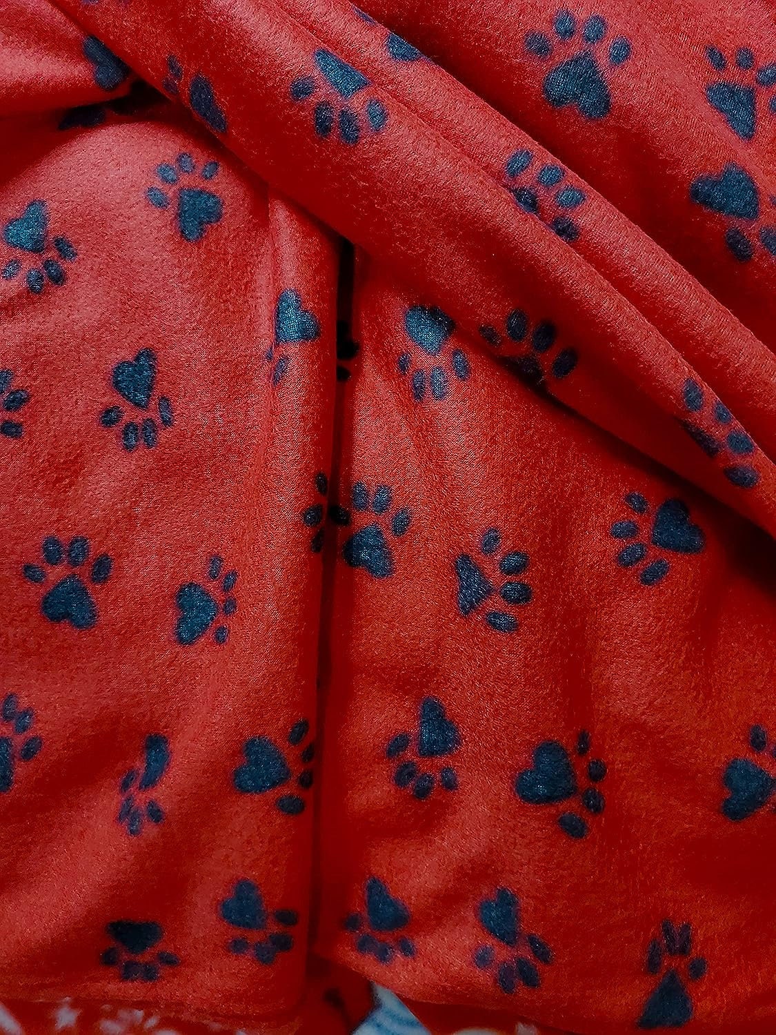 Ad Fabric, Polar Fleece Fabric Prints Red Fleece Paws Black Fleece Fabric / 60" Wide/Sold by The Yard