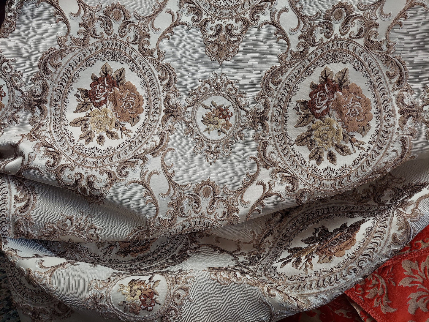 Vintage Medallion Chenille Tapestry Upholstery Fabric high quality tapestry sold by yard 58 inches wide