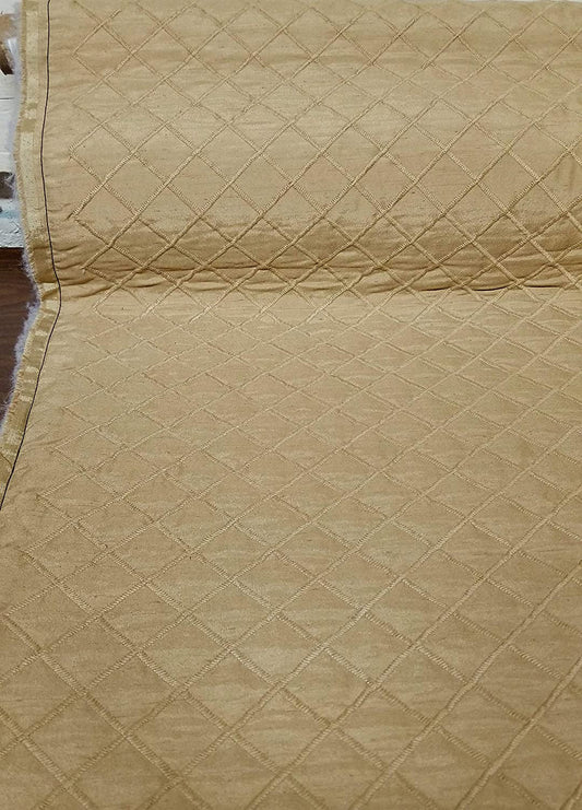 ad fabric Quilted Dupioni Faux Silk Poly Shantung, Color Light Gold 58" Wide, Sold by Yard