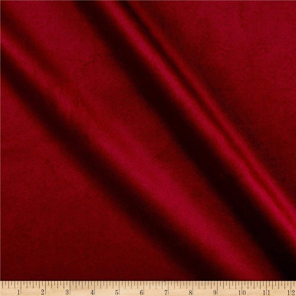 Micro Velvet , Christmas red color, Fabric,Drapery, Upholstery Luxury Fabric, 60" Wide, Sold by The Yard