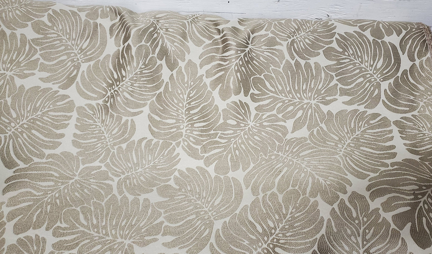 Upholstery Fabric, leaves design, abstract design, beige color, 54" wide, sold by yard