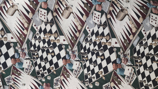 ad fabric Upholstery chenille Fabric Chess Dice cards Large Tapestry sold  By The Yard