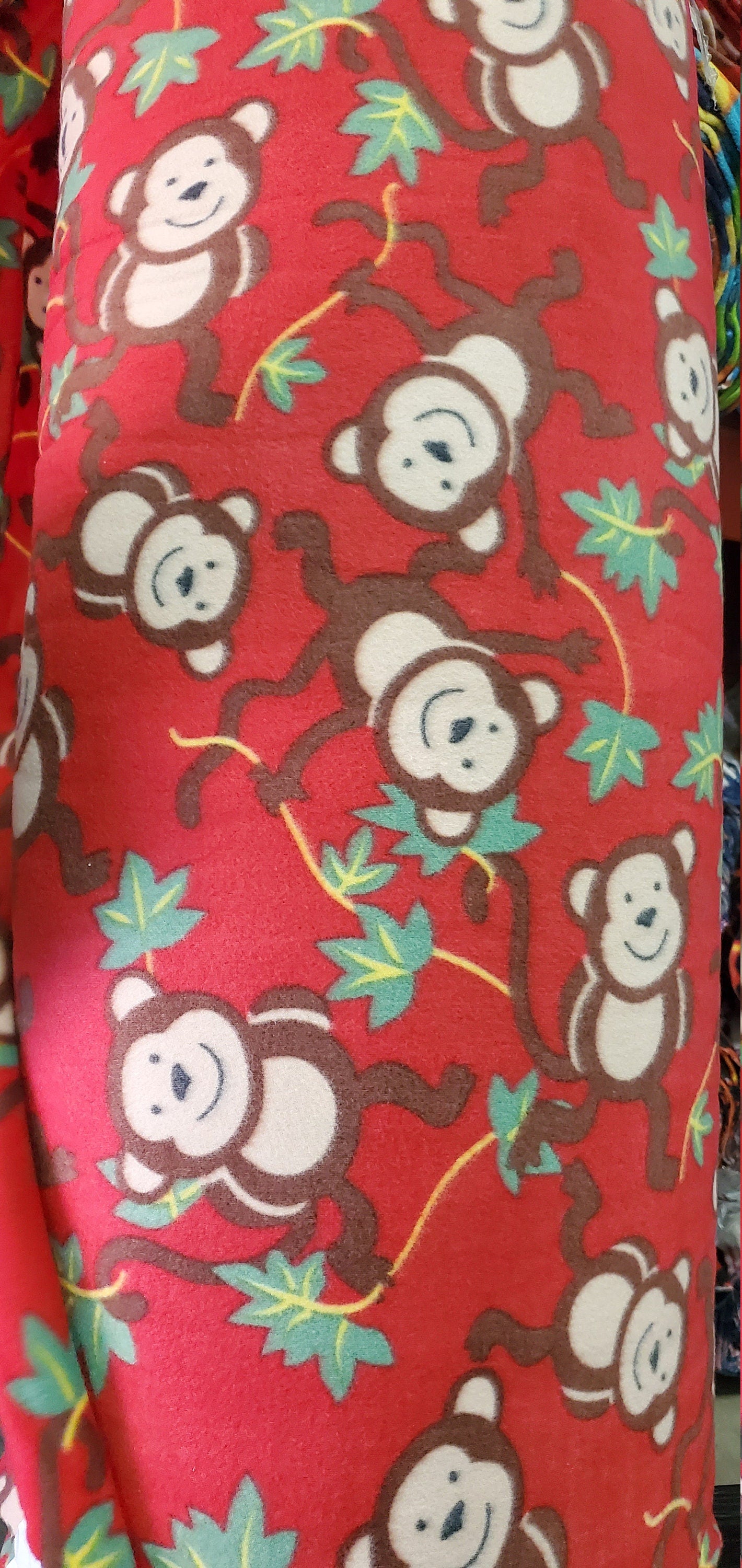 Fleece Fabric MonkeyRed print Fleece Polar By The Yard 60" Wide