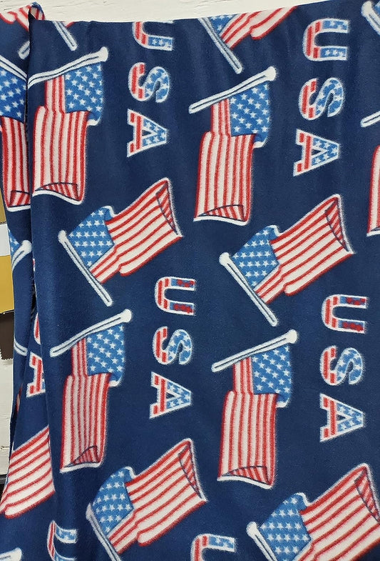 Ad Fabric, Polar Fleece Fabric Prints USA Flags Allover Fleece Fabric / 60" Wide/Sold by The Yard