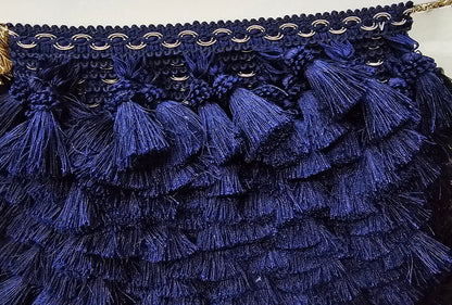 Blue 3.75" Tassel Fringe Trim By The Yard  Trimming Handwork DIY Craft Sewing Accessory Lace for Decoration