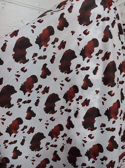 ad poly cotton White/Brown Cow Poly Cotton 58 Inch Fabric Sold by The Yard