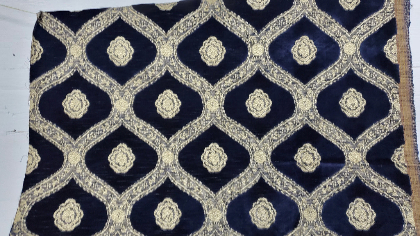 Kravet Couture Chenille Medallion  Fabric, Night blue color, 54" wide, sold by yard