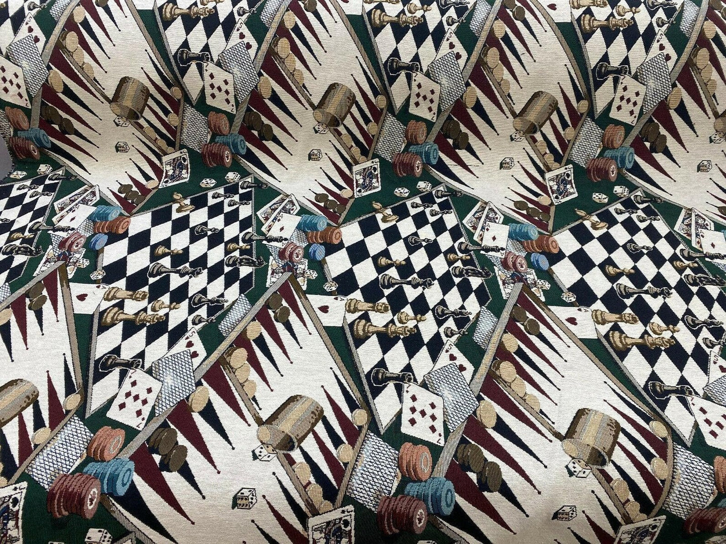 ad fabric Upholstery chenille Fabric Chess Dice cards Large Tapestry sold  By The Yard
