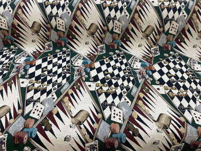 ad fabric Upholstery chenille Fabric Chess Dice cards Large Tapestry sold  By The Yard
