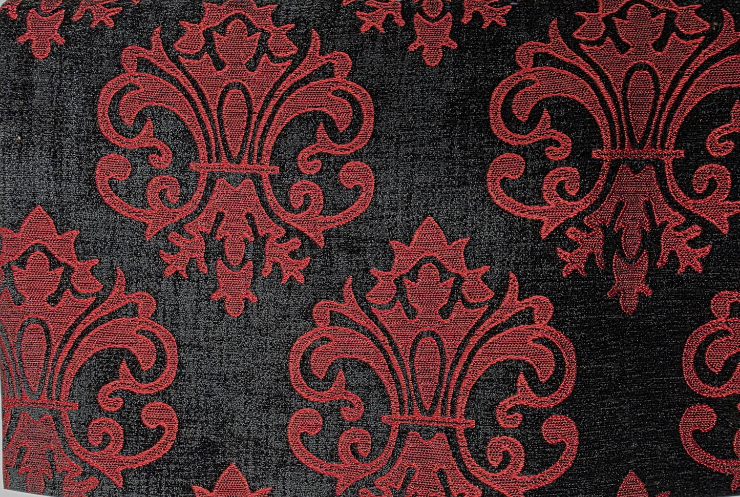 Chenille BAROQUE UPHOLSTERY Fabric Jacquard Damask, reversible, 54" wide ,color Crimson, sold by yard in continuous yards
