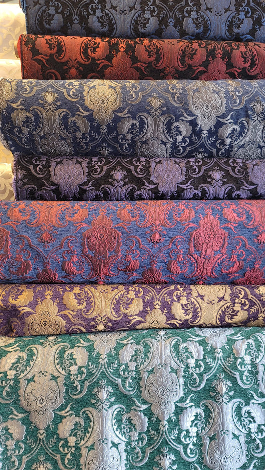 Chenille BAROQUE UPHOLSTERY Fabric Jacquard Damask, 58" wide , sold by yard in continuous yards