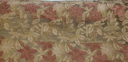 Chenille BAROQUE UPHOLSTERY Fabric Jacquard Floral, 58" wide ,color Sage green/Brick, sold by yard in continuous yards