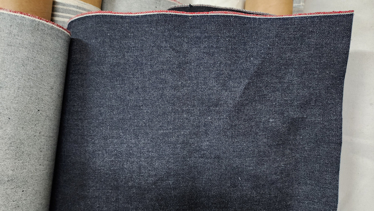 Denim Selvedge indigo blue 30" inches wide Red thread Japan, sold by yard