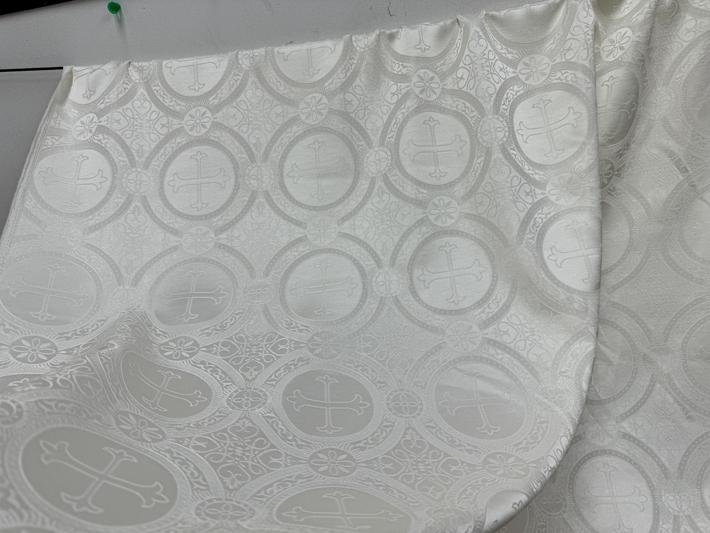 Liturgical Brocade,Church Gorgeous Cross acetate brocade Fabric Cross Brocade  Ivory  Matte 60" Wide
