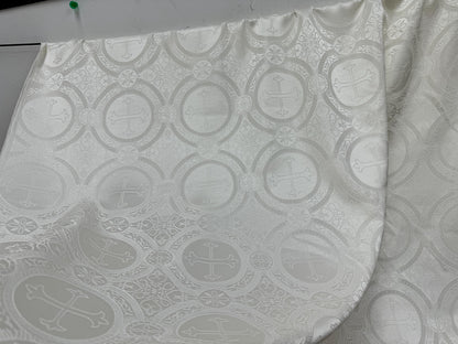 Liturgical Brocade,Church Gorgeous Cross acetate brocade Fabric Cross Brocade  Ivory  Matte 60" Wide