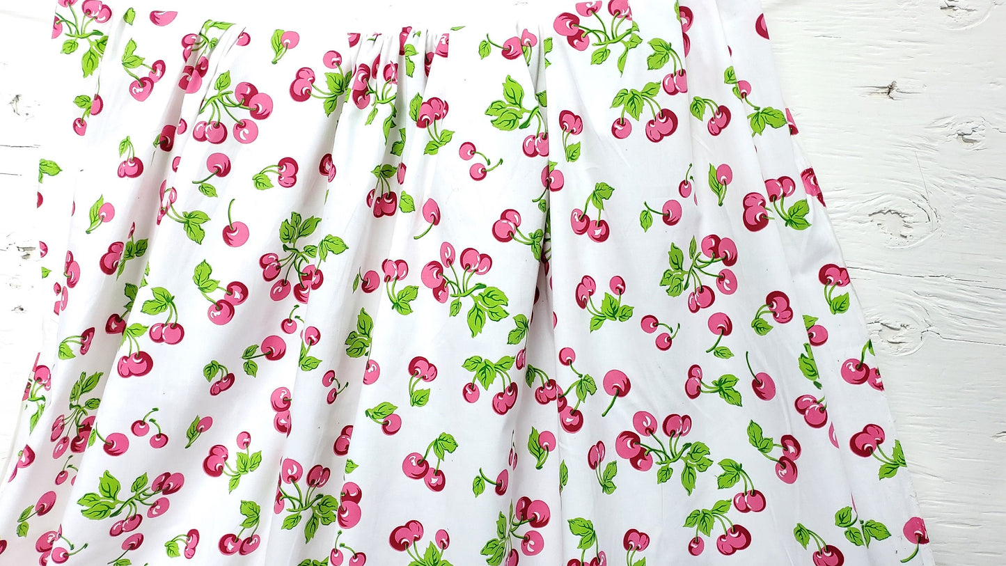cotton fabric, Cherris print, yummy  cherries ,on white  fabric, 100% cotton  fabric, color multicolor, 58" wide, sold by yard