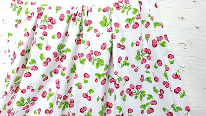 cotton fabric, Cherris print, yummy  cherries ,on white  fabric, 100% cotton  fabric, color multicolor, 58" wide, sold by yard