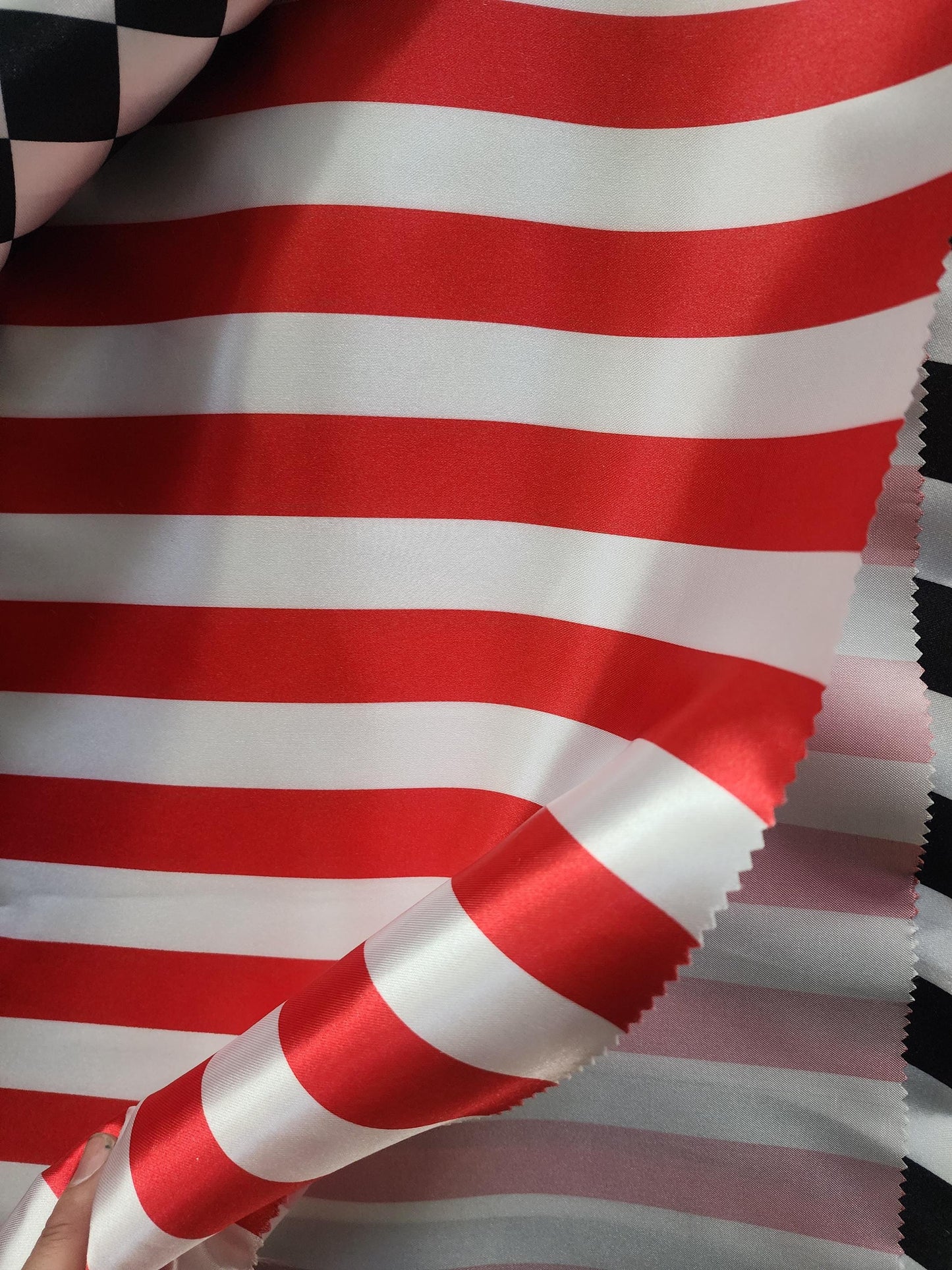 Stripe Soft/Silky Charmeuse Satin 1inch striped Fabric. Sold by The Yard