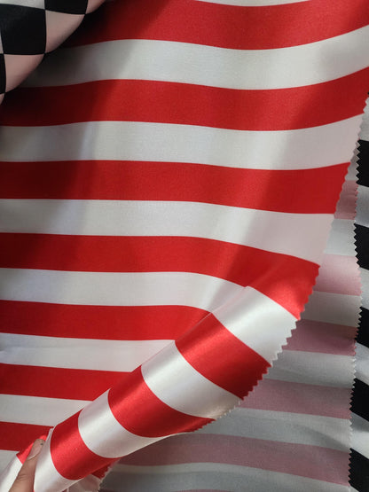 Stripe Soft/Silky Charmeuse Satin 1inch striped Fabric. Sold by The Yard