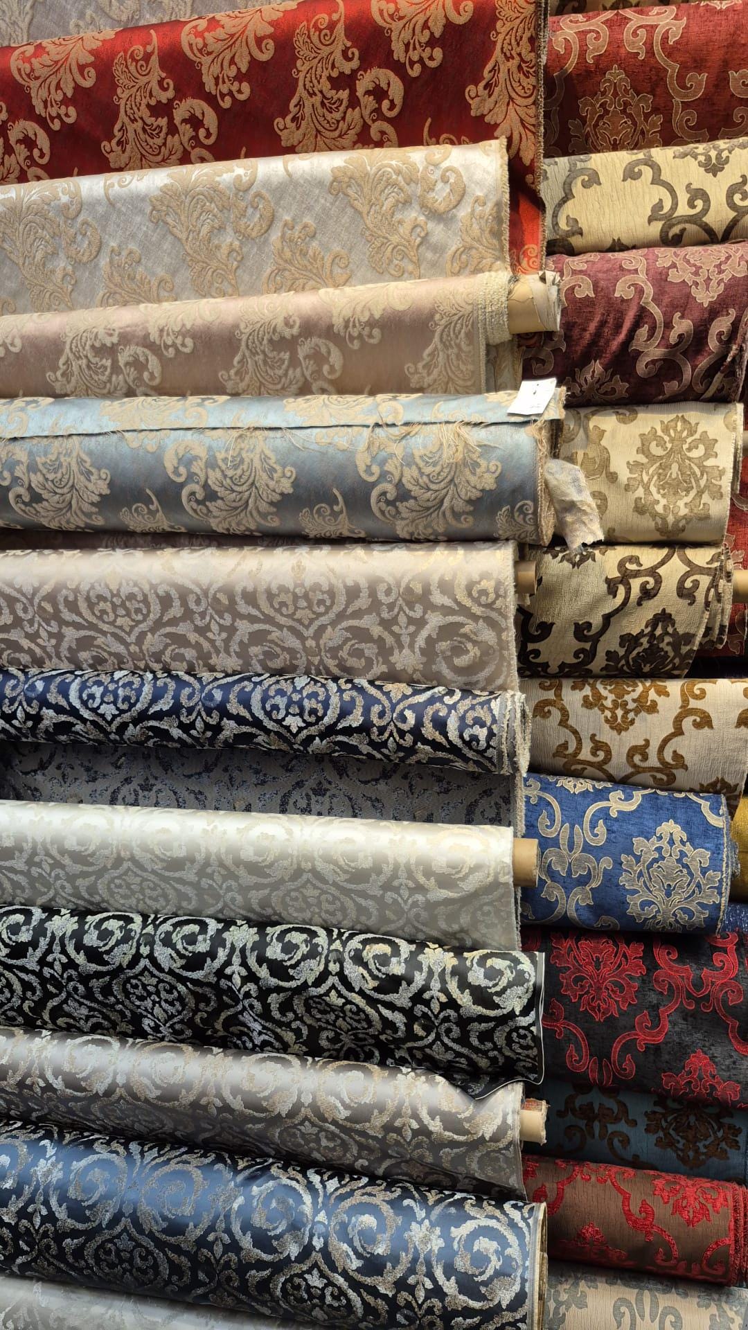 Chenille BAROQUE UPHOLSTERY Fabric Jacquard Damask, 58" wide ,color Blue sold by yard in continuous yards