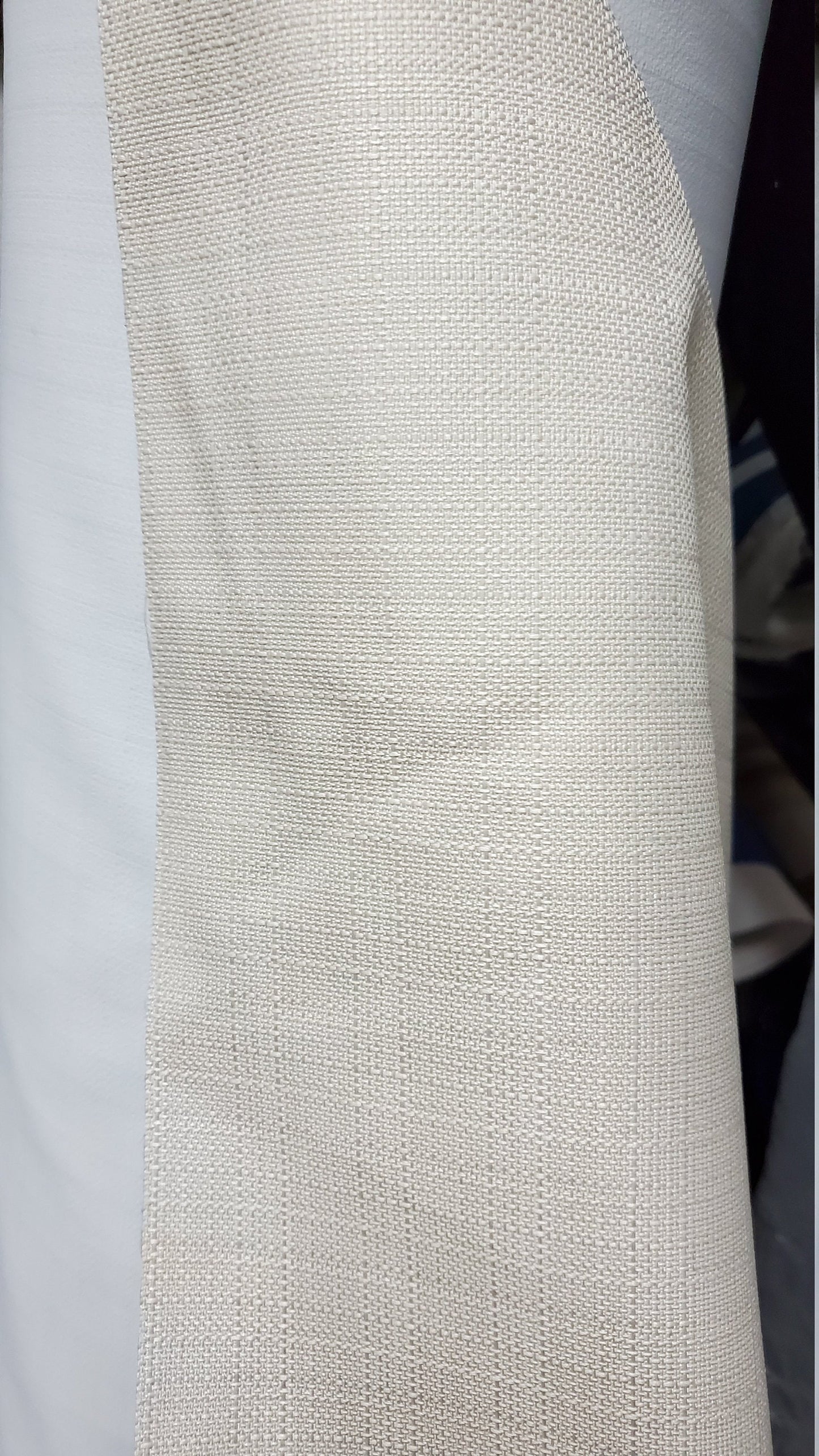 Blackout Roc-lon Texture Drapery Lining 54" wide, color Beige/White 100 percent Blackout Drapery Fabric,