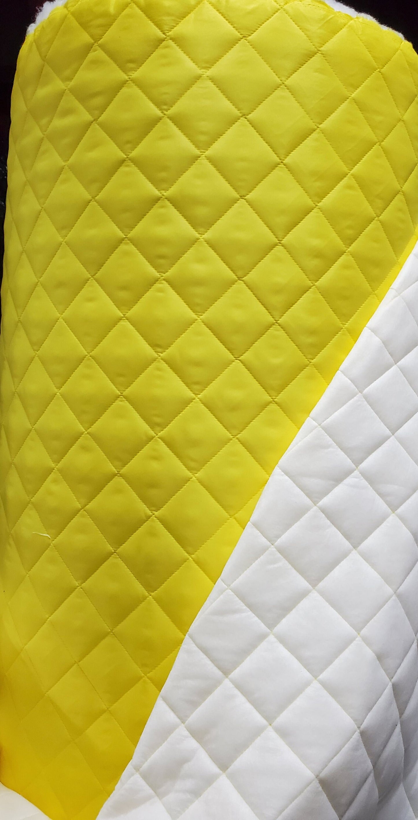 Quilted fabric, Polyester Quilted Padded Lining Fabric Yellow sold by yard, 60" wide