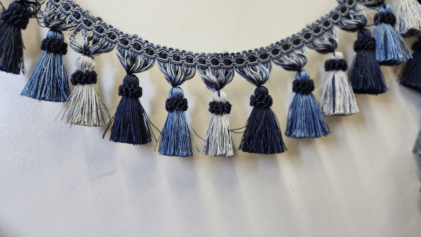 Curtain Fringes Bullion , Beaded Tassel Fringe Trim Multicolor 3.5" L. , Sold by Yard