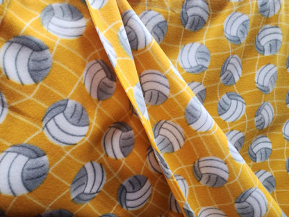 Yellow Volleyball Anti Pill Print Fleece Fabric 58 inches fabric sold by yard