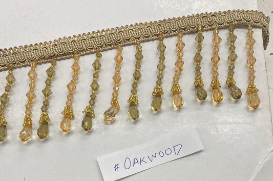 Braided Hanging Beads, Color oakwood Tassel Trim Fringe Fabric Ribbon Trimming Handwork DIY Craft Sewing Accessory Lace for Decoration