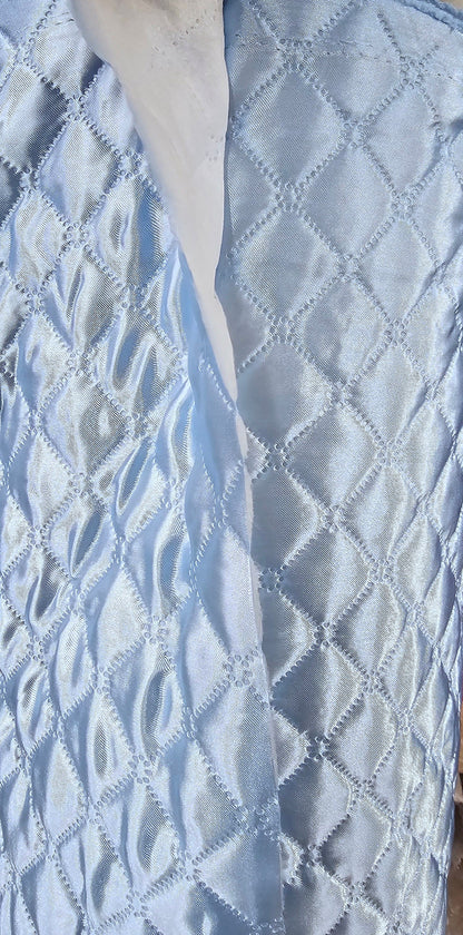 Polyester Quilted Padded Lining Fabric baby blue, 60" wide, sold by yard