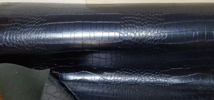 Faux Crocodile Skin Cobalt Upholstery Vinyl - By the Yard