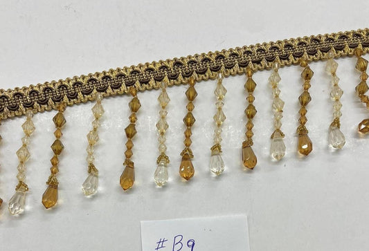 Braided Hanging Beads, Color bronw/gold  Tassel Trim Fringe Fabric Ribbon Trimming Handwork DIY Craft Sewing Accessory Lace for Decoration