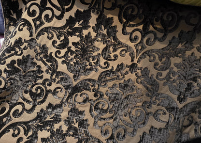 Chenille Fabric Upholstery, Jacquard Damask, 54" wide, color Chocolate, sold by yard in continuous yards