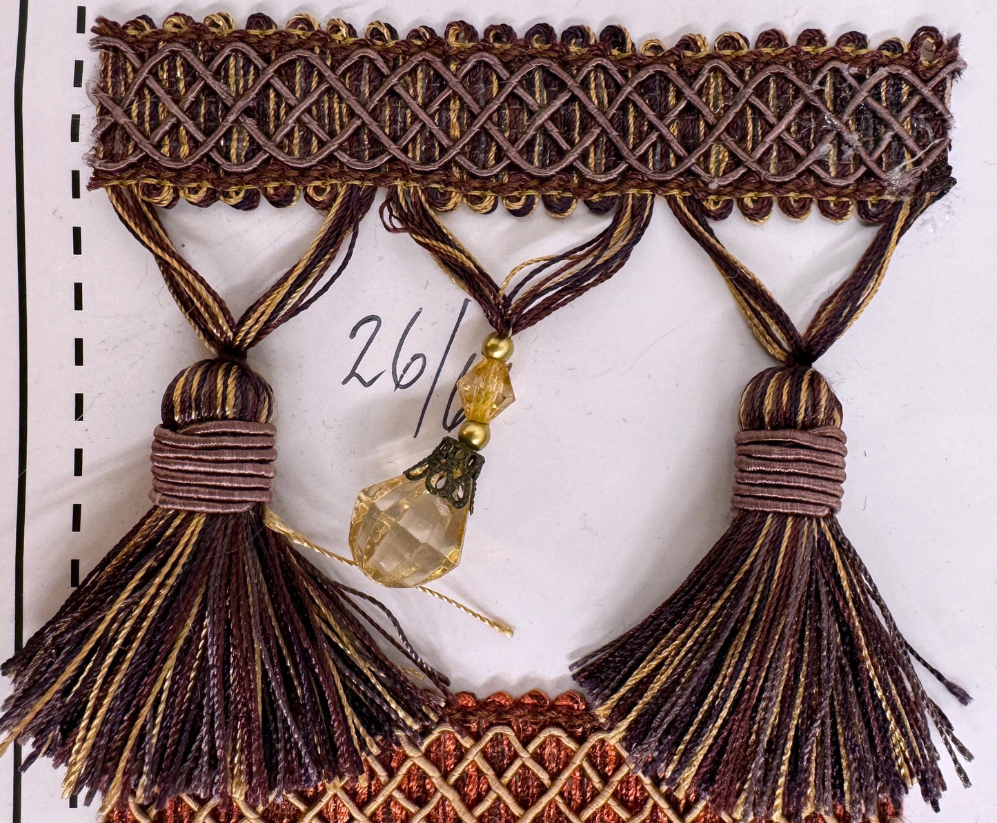 3.5” Tear Drop Beaded Trim Fringe Gimp Top Sold By The Yard Taupe / Clear Ivory Tassel Trim Fringe Fabric  for Decoration