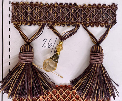 3.5” Tear Drop Beaded Trim Fringe Gimp Top Sold By The Yard Taupe / Clear Ivory Tassel Trim Fringe Fabric  for Decoration