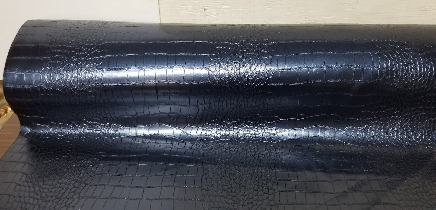Faux Crocodile Skin Cobalt Upholstery Vinyl - By the Yard