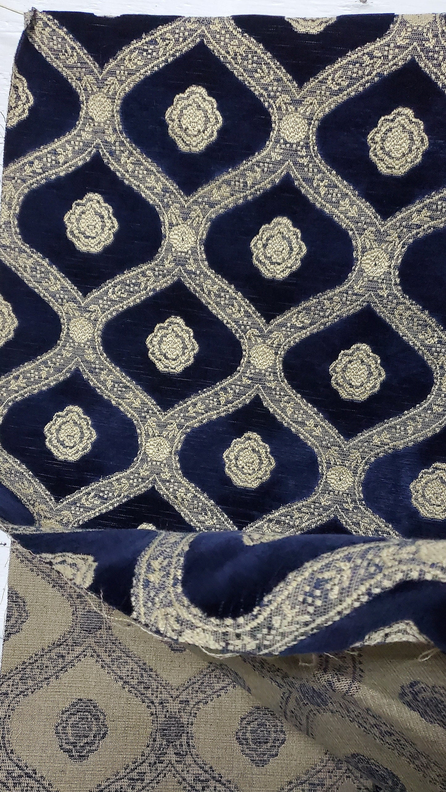 Kravet Couture Chenille Medallion  Fabric, Night blue color, 54" wide, sold by yard