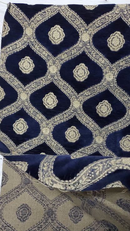 Kravet Couture Chenille Medallion  Fabric, Night blue color, 54" wide, sold by yard