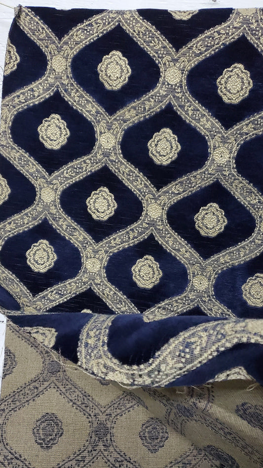 Kravet Couture Chenille Medallion  Fabric, Night blue color, 54" wide, sold by yard