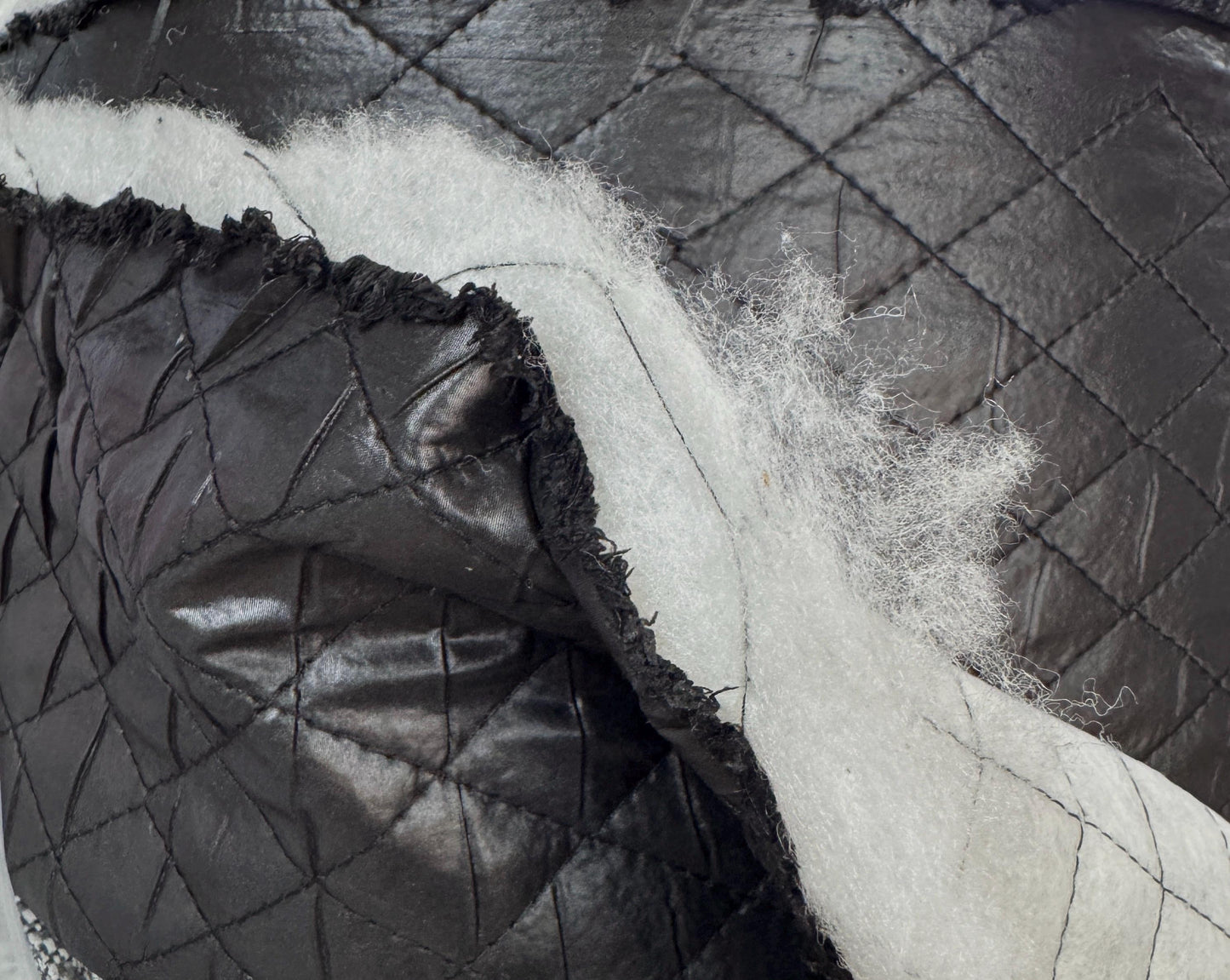 Polyester Quilted Padded Lining Fabric Black, 1" inche