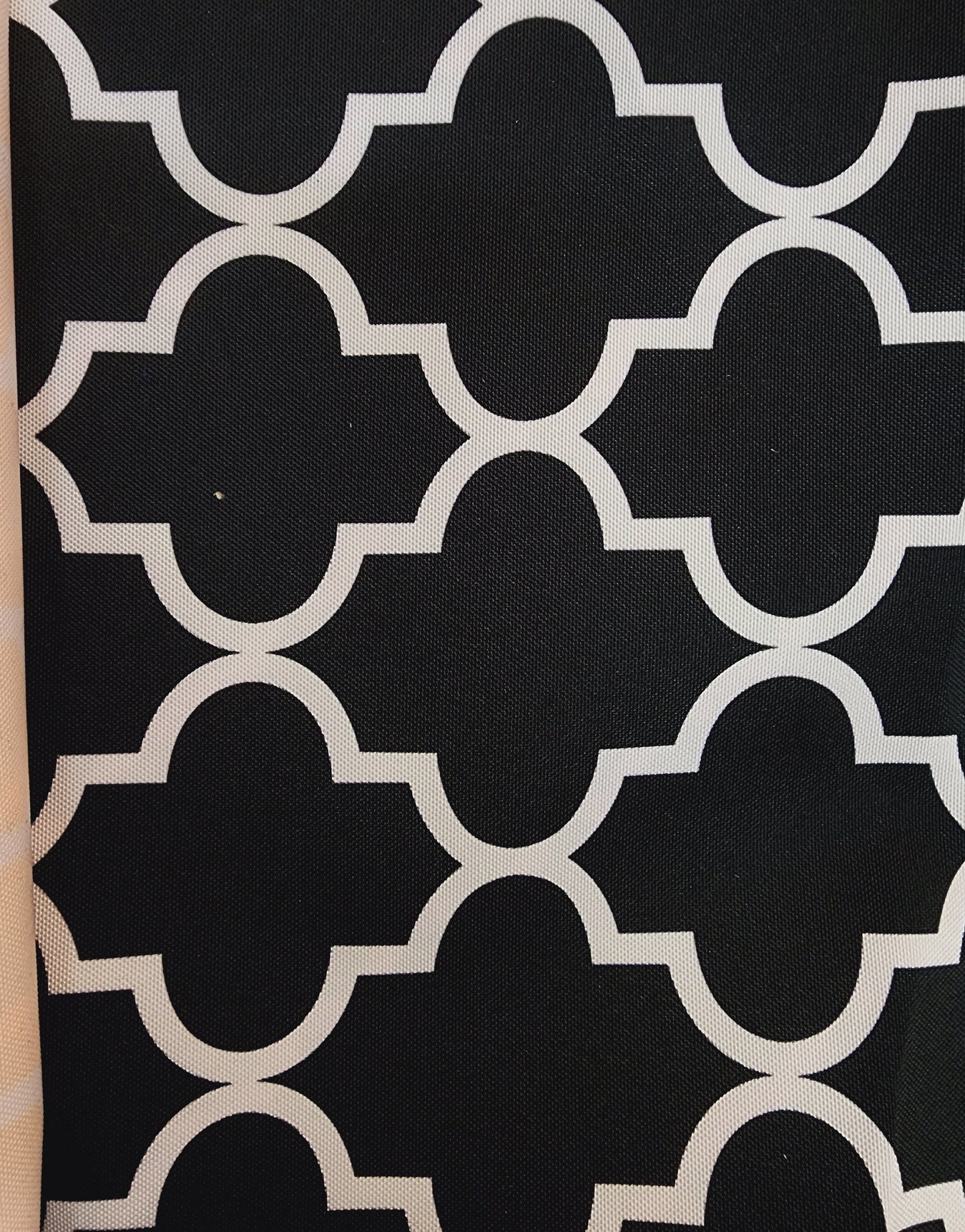 Outdoor Waterproof Upholstery Moroccan White on Black Canvas fabric 60" Wide