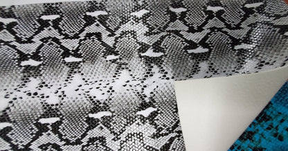 Vinyl King Cobra Snake White/Black Vinyl Animal Skin Fabric Sold By The Yard 54" wide