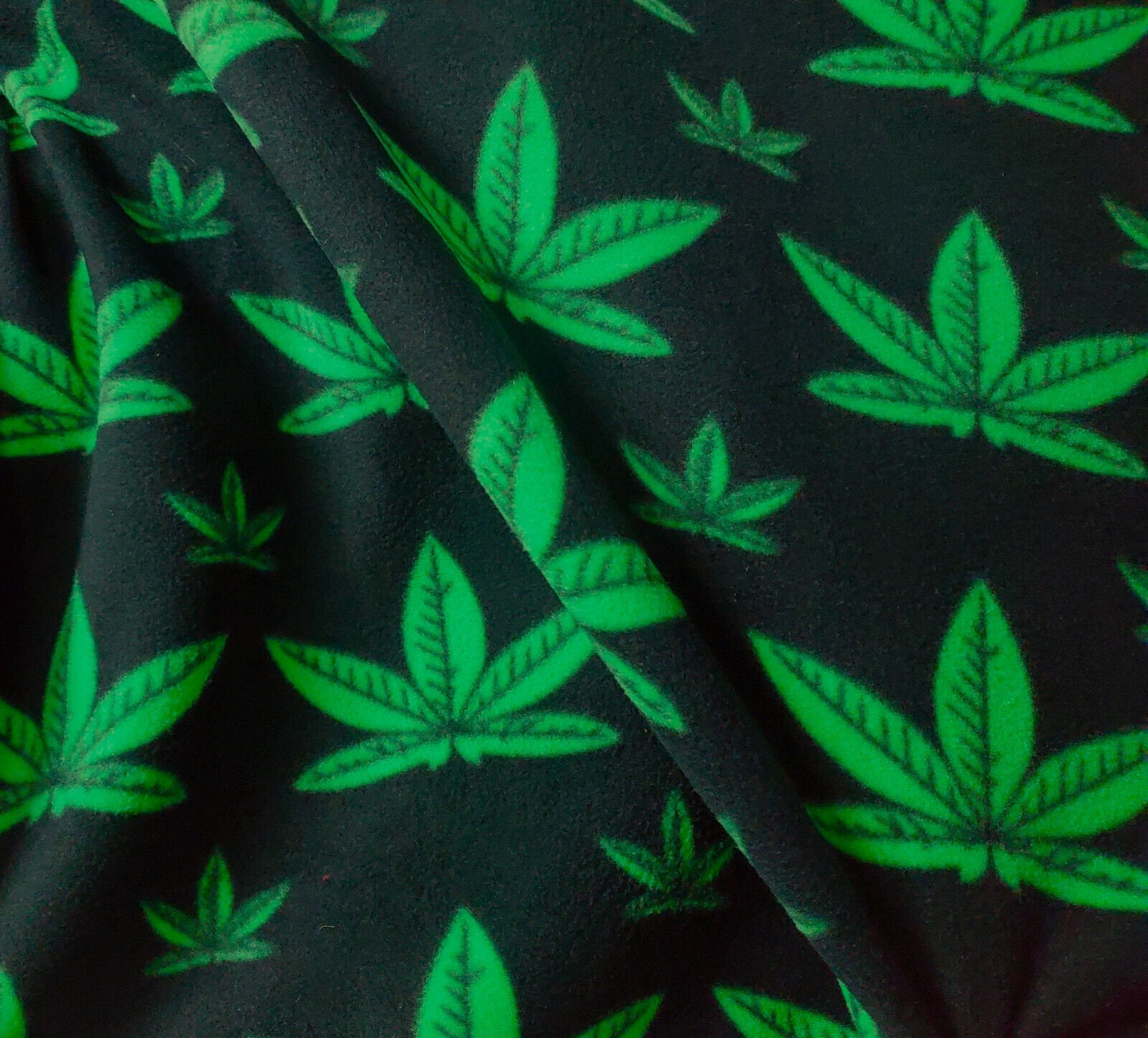 Fleece Print Marijuana Leaf,ad Marijuana, Cannabis Weed ,Fleece fabric, 58" wide, sold by yard