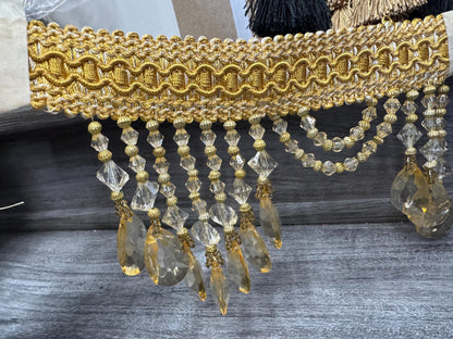 Beaded Trim Fringe 4'' L, W/Gimp Top Sold by The Yard - Gold, Brand: ad fabric